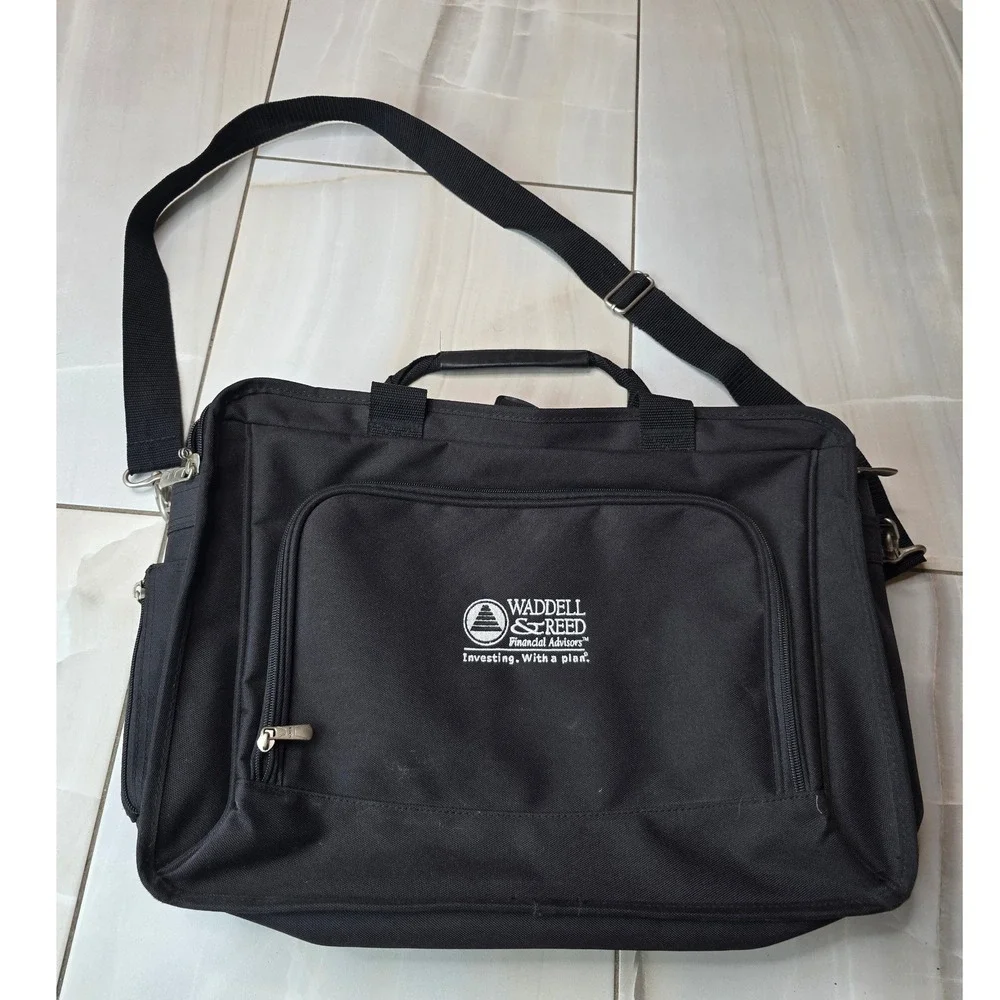 Waddell & Reed Black Laptop Messenger Bag Briefcase Canvas Professional W1 - Picture 16 of 16